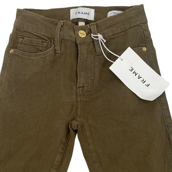 Frame Women’s Size 24 Le Skinny De Jeanne Green Coated Denim Jeans Surplus NWT - Picture 5 of 14
